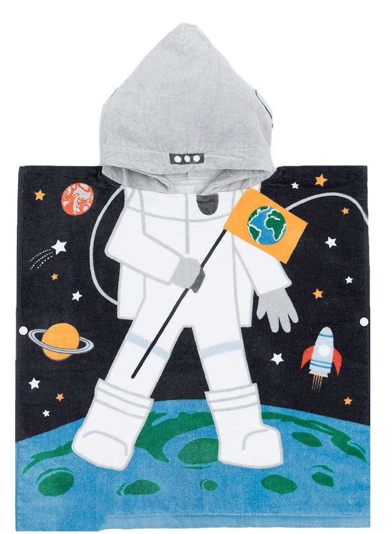 Kids Hooded Beach Towels 48 x 24inch, Super Absorbent Bath Towel Pool Towel for Boys and Girls 2-5 Years,Perfect for Bath, Pool, Beach, Astronaut Theme