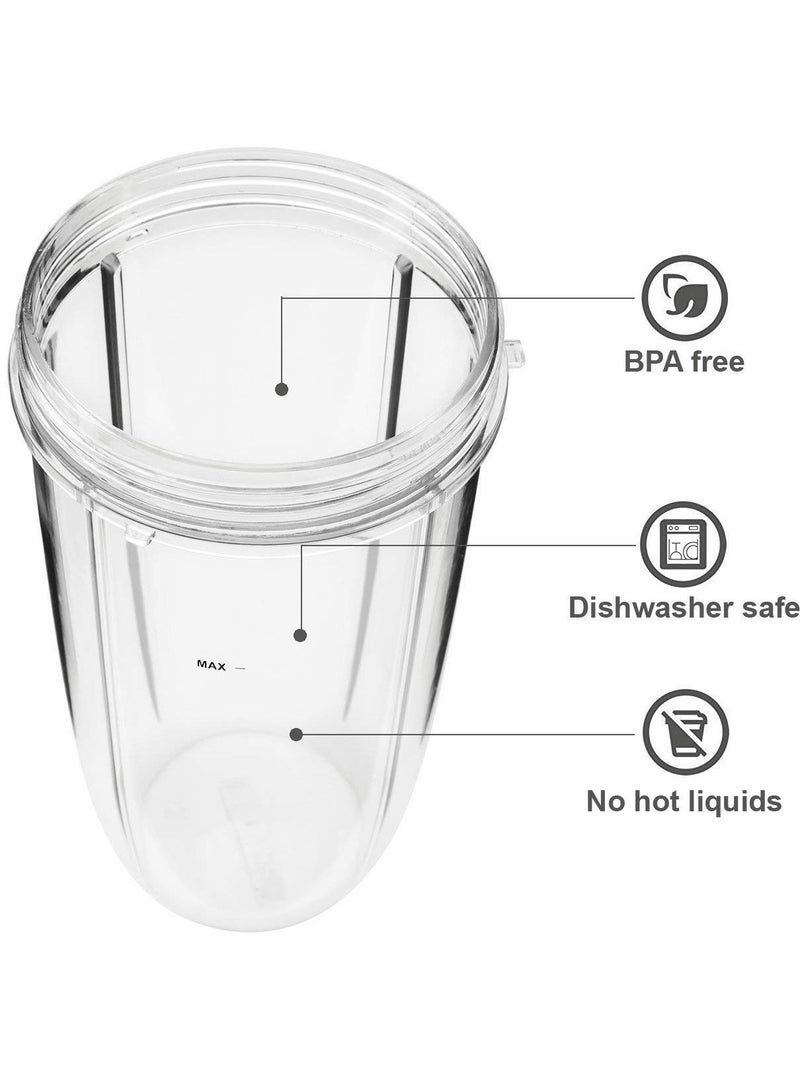 Juicer Cups for NutriBullet Replacement Parts 600w 900W 18OZ 24OZ 32OZ Clear Mugs Blender Juicer Mixer. Clear, Upgraded Material, Pack of 2