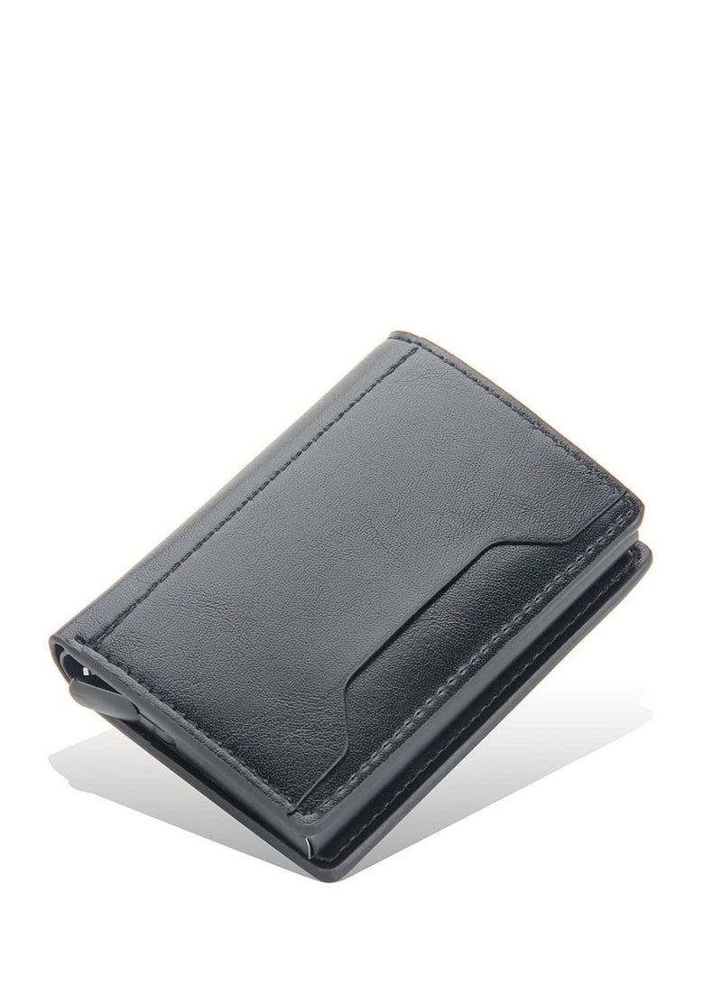 Slim Wallet for Men RFID Smart Front Pocket Minimalist Leather Wallet Antimagnetic Anti Theft Medium Deposit ID Money Bank Card Size Men Gift  Black