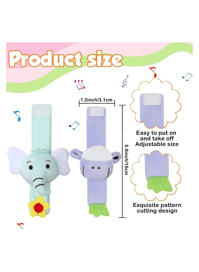 4 Designs Baby Soft Rattle Baby Infant Wrists Rattle and Foot Rattles Finders Socks Set Hand Arm Rattle Ring Feet Ankle Wear for Newborn Baby Boys & Girls