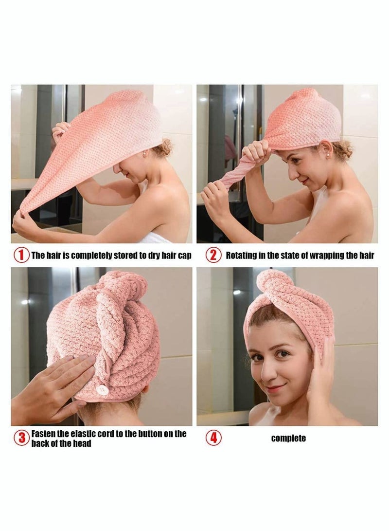 Microfibre Hair Towel Turban Towel Dry Cap Quick Lady Superfine Fiber Bath Head Wrap 2 Pack