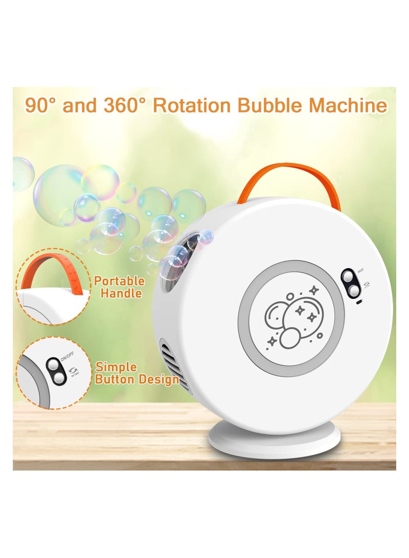 SYOSI Bubble Machine for Kids Automatic Bubble Blower, Rechargeable Battery Operated Portable Bubble Maker, for Little Boys Girls with Auto Rotated 90°/360°