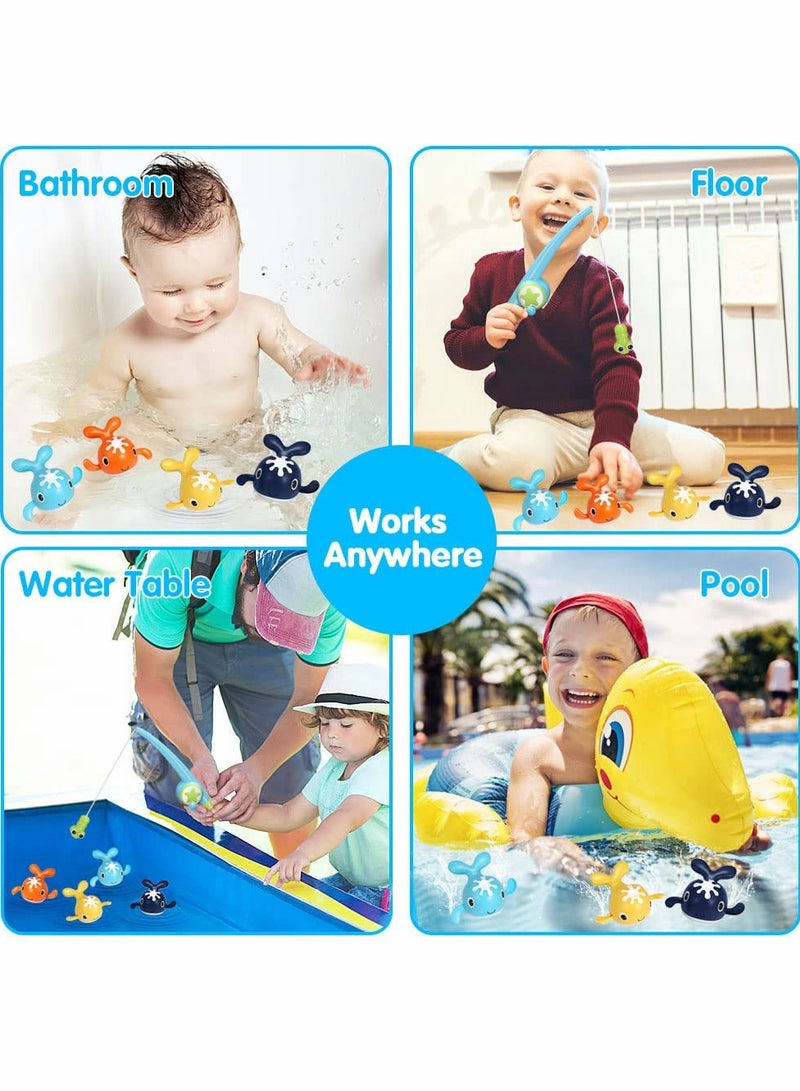 Bath Toys, Clockwork Swimming Whale, Magnetic Fishing Set with Fishing Rod, Infant Toddler Pool Bath, Bathtub Play, For Boys & Girls 3-9 Years Old, Gift For Kids