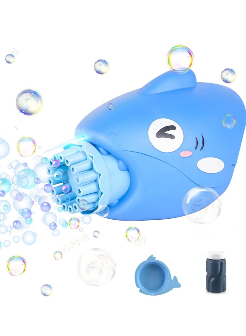 Shark Bubble Gun with Light, Bubble Maker Machine for Summer Indoor Outdoor Activity Electric Automatic Bubble Blaster Party Favors Gift, Bubble Blower Toys for Kids Adults (Blue)