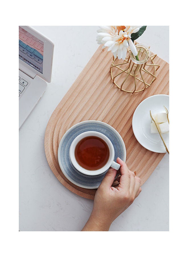 8-Piece Kiln Variable Glaze Round Ceramic Coffee Cup And Saucer Light Blue 11x9x6.5cm