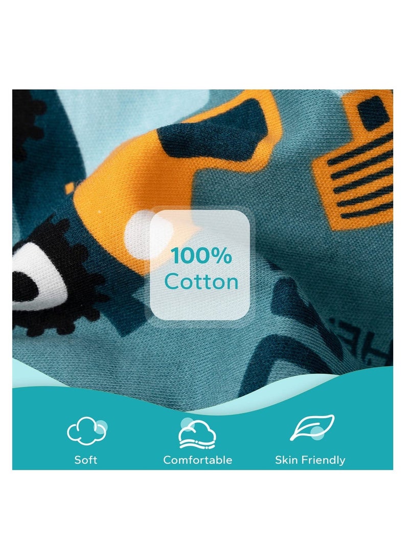 SYOSI Baby Sleep Bag with Feet Hip Zipper 1.5 TOG Wearable Blanket Long Sleeve 100% Cotton Sack for All Seasons 2-4T Infant Toddler Pajamas Girl Boy Excavator, S