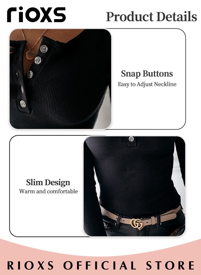 Women's Long Sleeve Basic Shirts, Comfortable Skin-friendly Slim Fitted Underscrub, Soft Stretchy Tops, Button up Shirts for Women, Classic Simple Undershirt with Fitted Silhouette, Versatile Essential Piece that Can Adapt to Any Situation