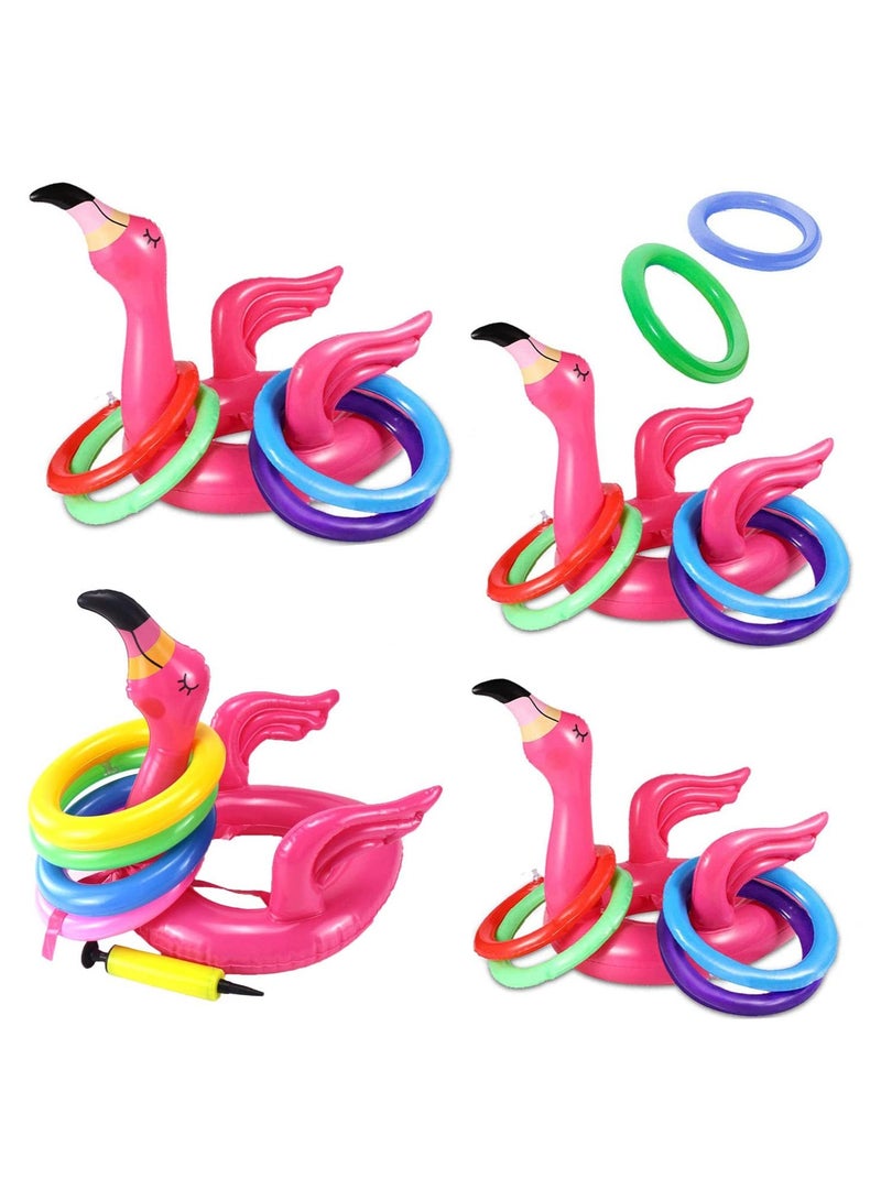 Inflatable Cactus Ring Toss Game Set Floating Swimming Ring Toss Includes Inflatable Cactus Inflatable Rings for Fiesta Party Pool Game Flamingo Toys Inflatable Beach Balls Flying