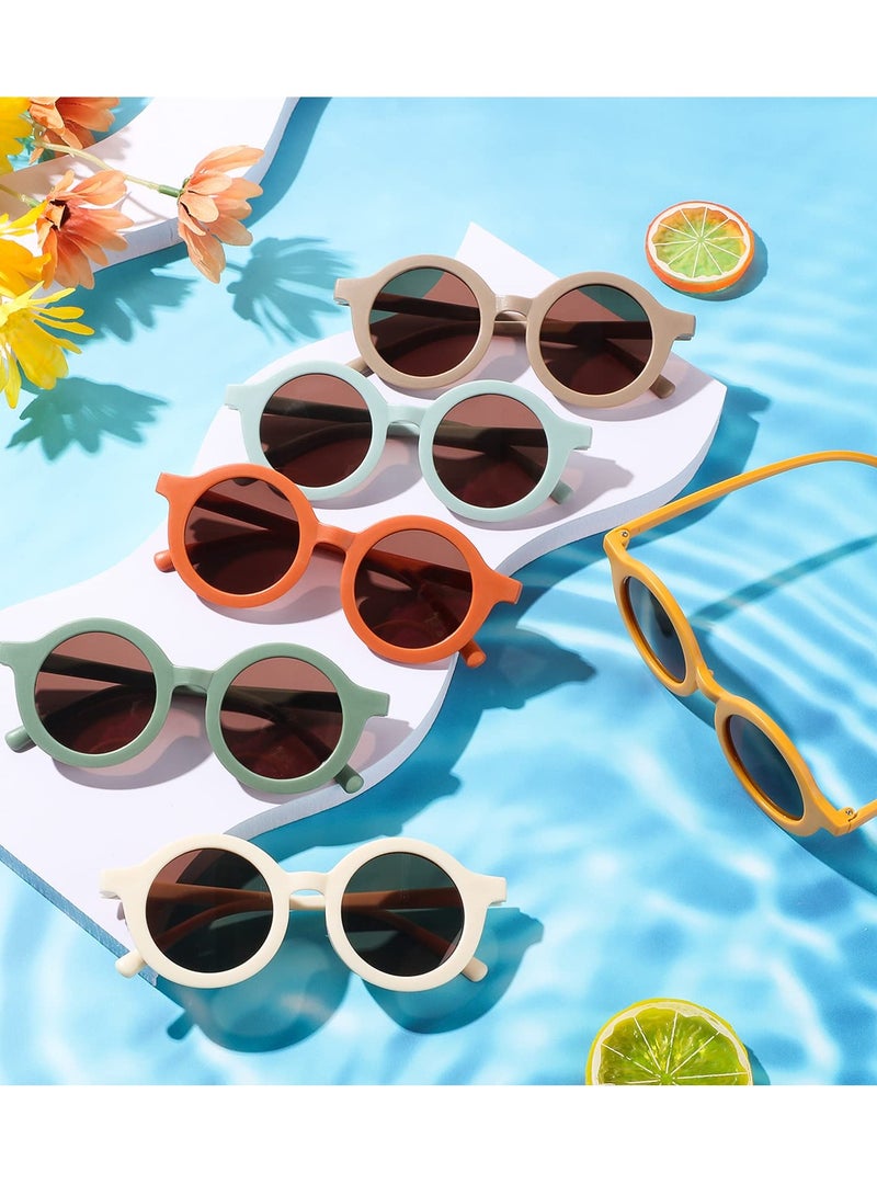 Kids Round Sunglasses Cute Circle Sunglasses for Baby Toddler Infant Polarized Bright Color Frame Sunglasses Kids Sunglasses Retro Outdoor Beach Glasses Sunglasses for Girls Boys Costume 6 Pairs