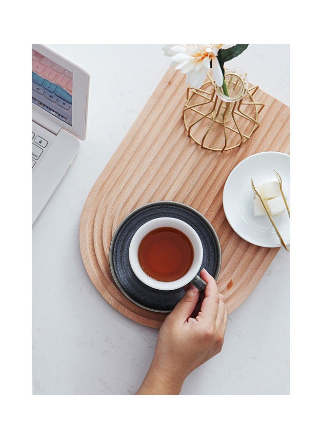 8-Piece Kiln Variable Glaze Round Ceramic Coffee Cup And Saucer Grey 11x9x6.5cm
