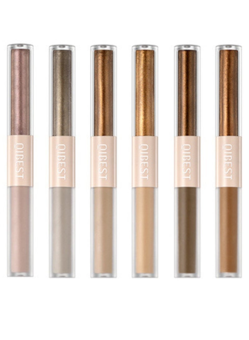 6Pcs Eyeshadow Make Up Set Sunset Dual Ended Liquid Eyeshadow Brilliant Gel Highlighter Shimmer Eyeshadow Pencil Double Head Gel Eyeshadow Crystals Eye Shadow for Shiny Makeup