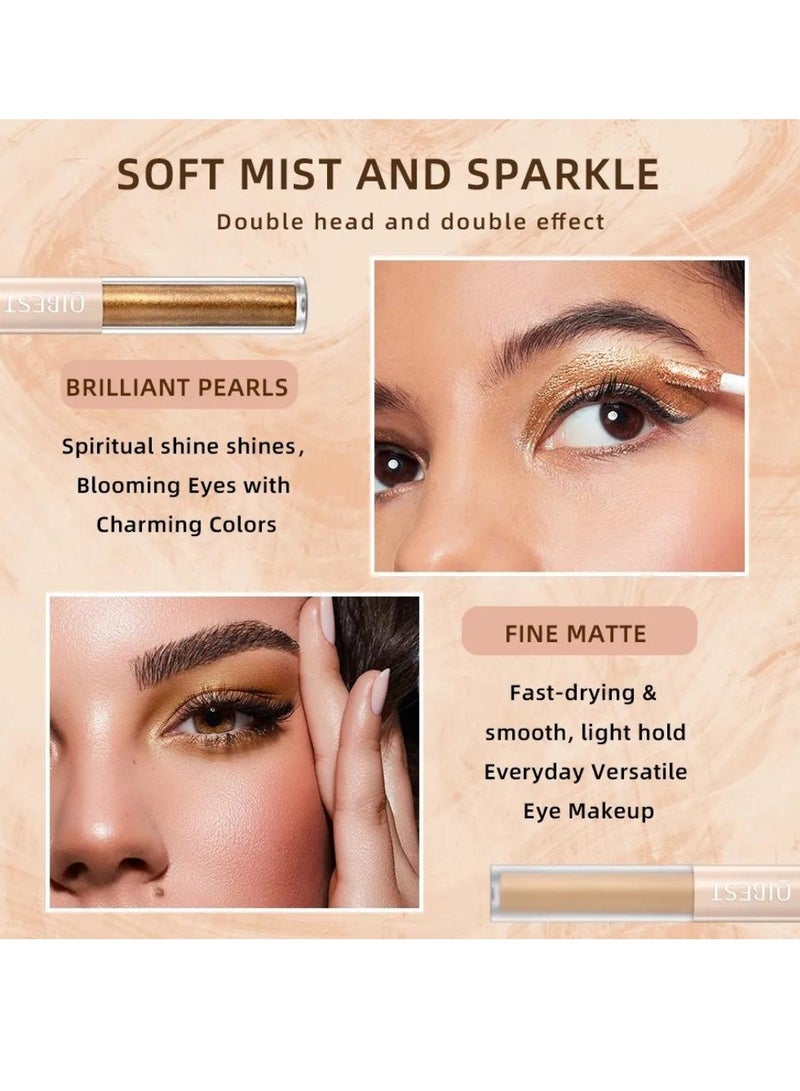6Pcs Eyeshadow Make Up Set Sunset Dual Ended Liquid Eyeshadow Brilliant Gel Highlighter Shimmer Eyeshadow Pencil Double Head Gel Eyeshadow Crystals Eye Shadow for Shiny Makeup