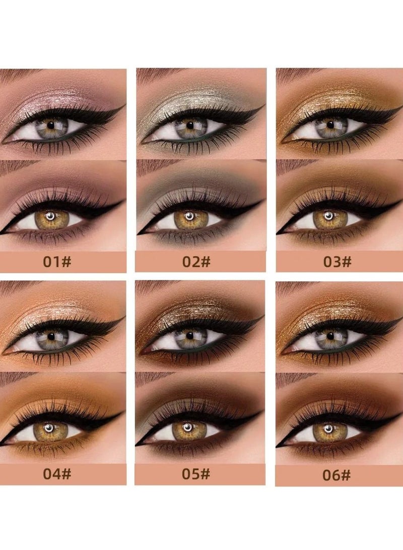 6Pcs Eyeshadow Make Up Set Sunset Dual Ended Liquid Eyeshadow Brilliant Gel Highlighter Shimmer Eyeshadow Pencil Double Head Gel Eyeshadow Crystals Eye Shadow for Shiny Makeup