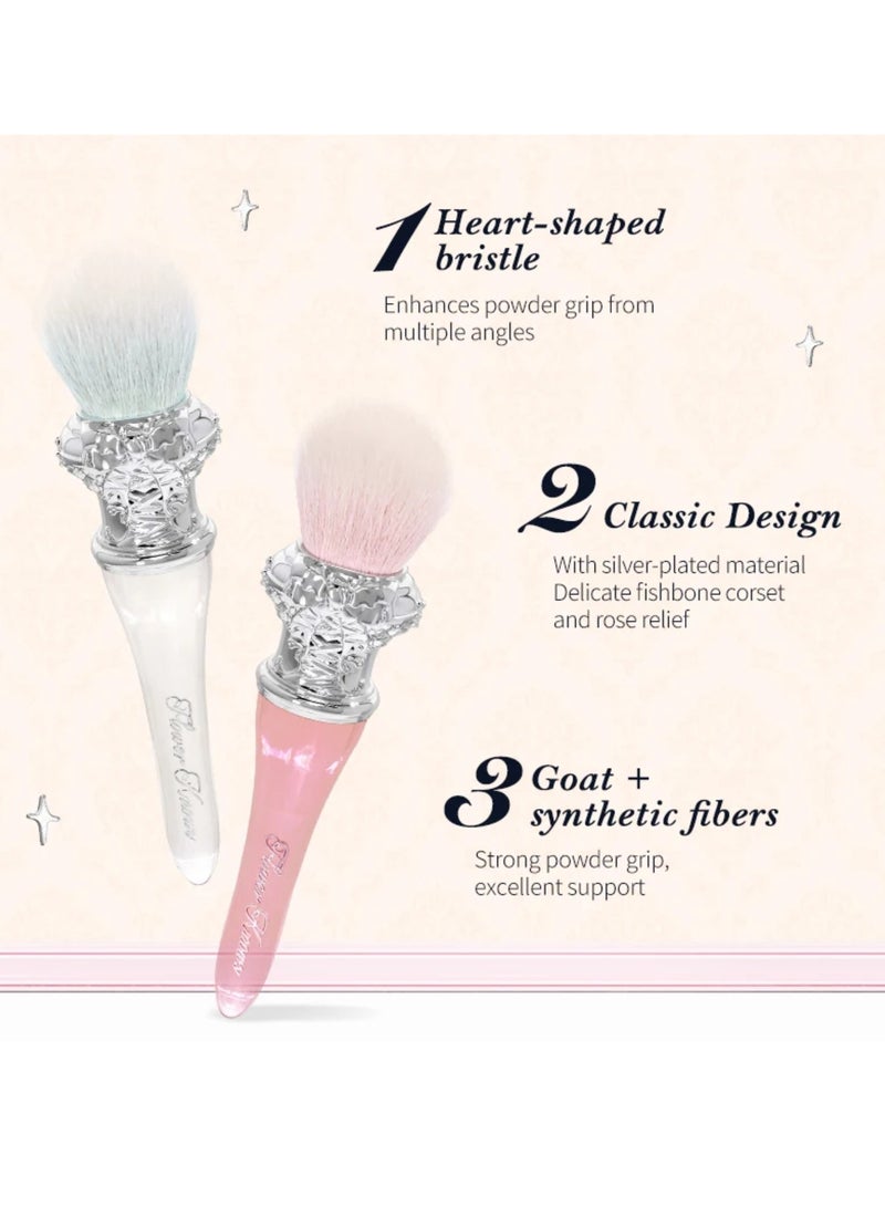 Swan Ballet Series Love Fluffy Practical Brush 2 Types Highlighter Bronzer Contour Soft Makeup Brush (Silver/Clear)