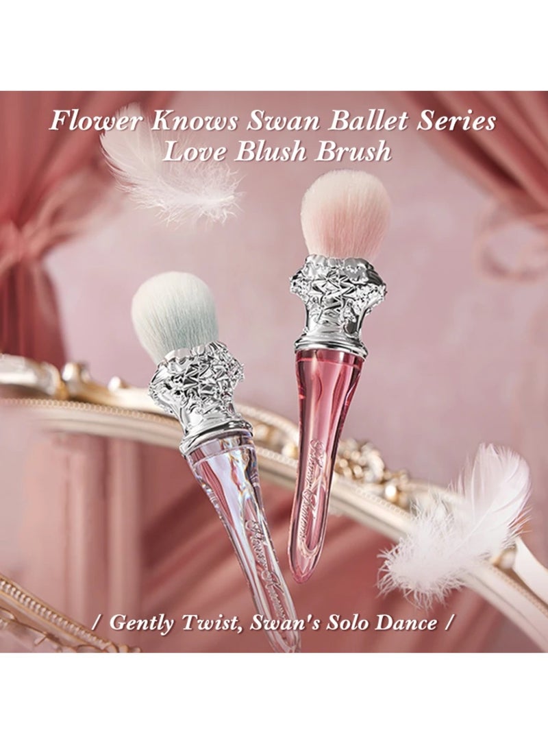 Swan Ballet Series Love Fluffy Practical Brush 2 Types Highlighter Bronzer Contour Soft Makeup Brush (Silver/Clear)