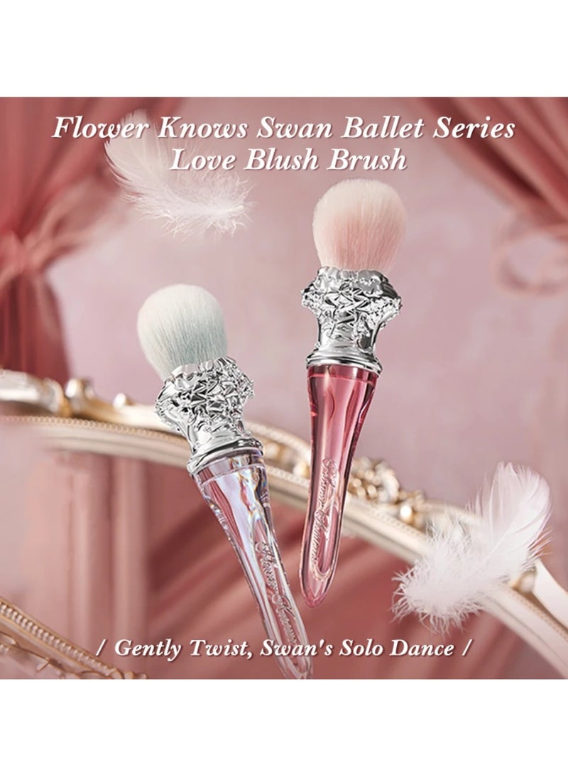 Swan Ballet Series Love Fluffy Practical Brush 2 Types Highlighter Bronzer Contour Soft Makeup Brush (Silver/Pink)