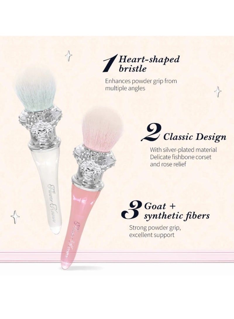 Swan Ballet Series Love Fluffy Practical Brush 2 Types Highlighter Bronzer Contour Soft Makeup Brush (Silver/Pink)