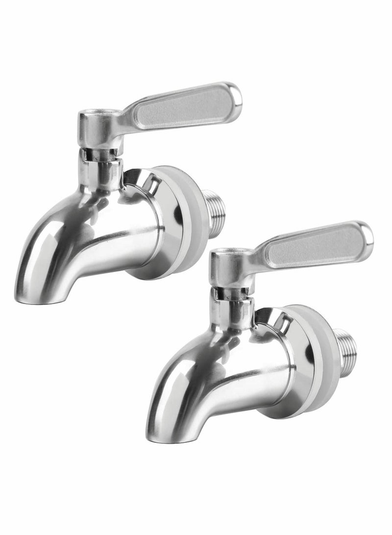 2 Pack Beverage Dispenser Replacement Spigot Stainless Steel Polished Finished Water Drink Faucet Metal