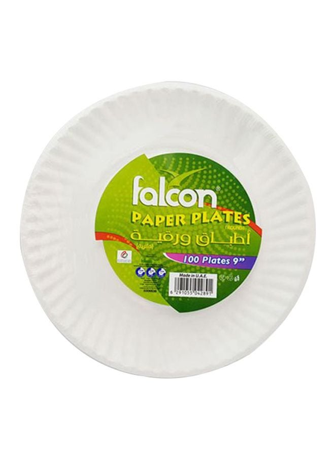 100-Piece Disposable Plates White 9inch