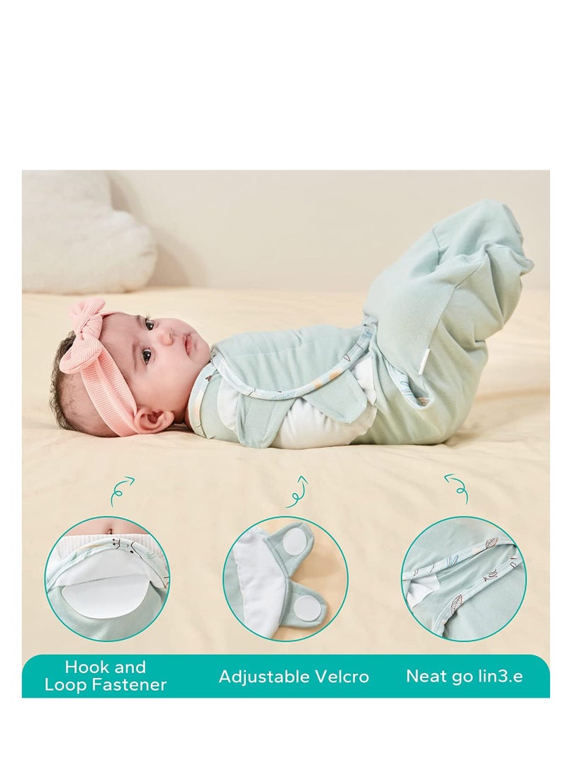 SYOSI Swaddle Blanket Cotton Knit Baby Wrap 1.0 Tog Newborn Wearable Sleep Sacks Girl Boy Essentials Green Garden 3-6 Months 2 Pack