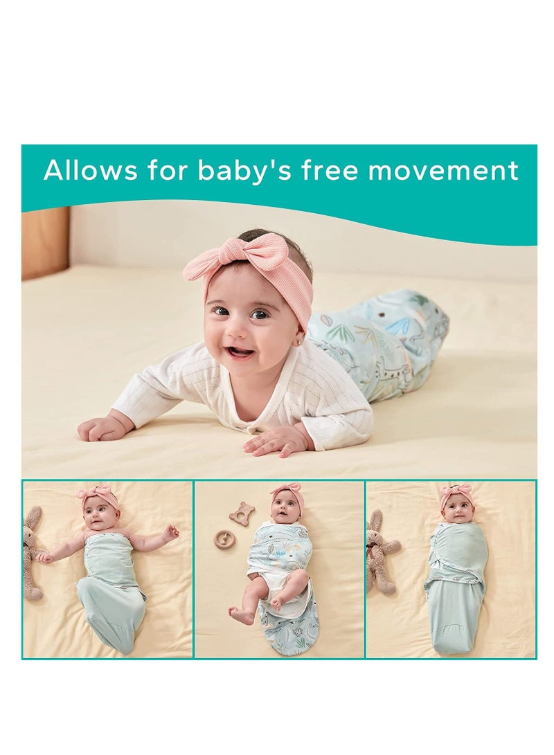 SYOSI Swaddle Blanket Cotton Knit Baby Wrap 1.0 Tog Newborn Wearable Sleep Sacks Girl Boy Essentials Green Garden 3-6 Months 2 Pack