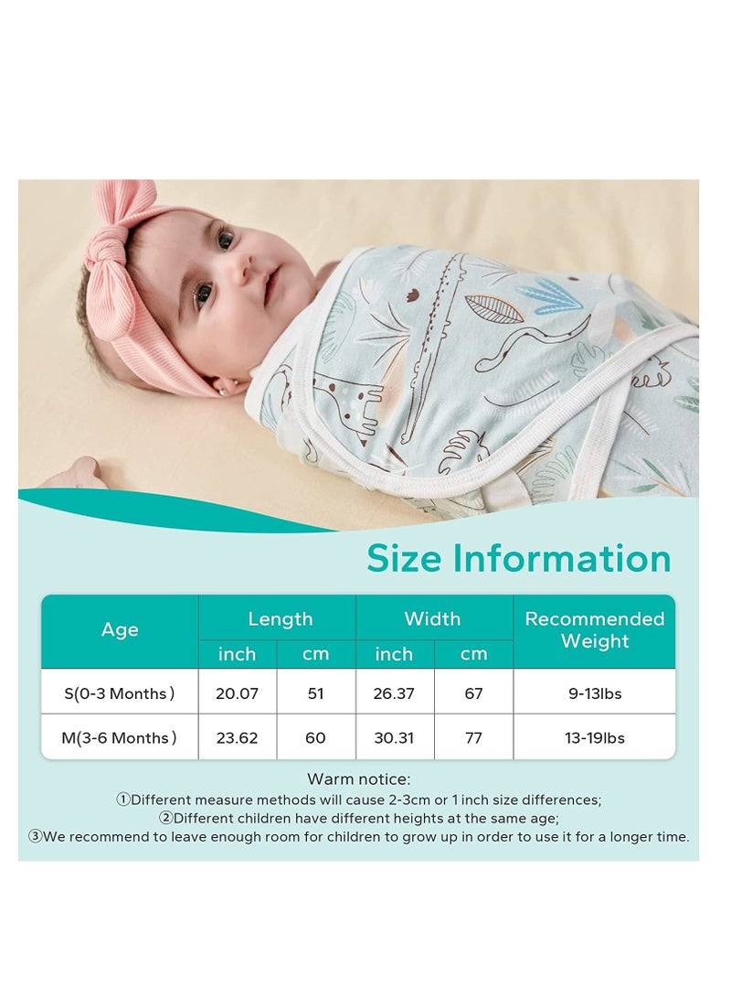 SYOSI Swaddle Blanket Cotton Knit Baby Wrap 1.0 Tog Newborn Wearable Sleep Sacks Girl Boy Essentials Green Garden 3-6 Months 2 Pack