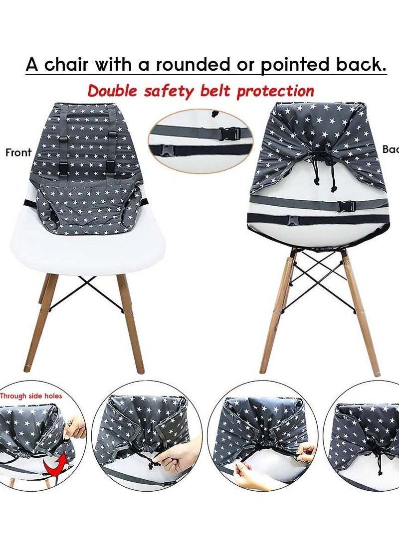 Portable Baby High Chair Safety Seat Harness for Toddler, Travel Essential Easy Booster Cover Infant Eating Feeding Camping with Adjustable Straps Shoulder Belt.