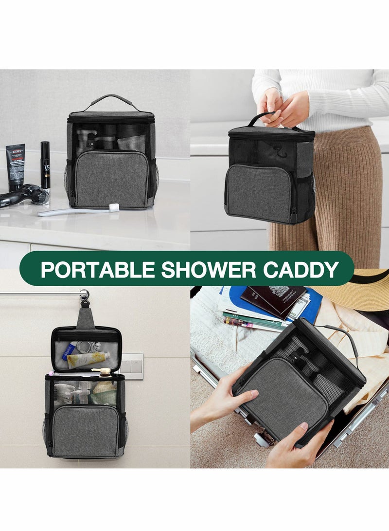 Shower Mesh Caddy Bag, Portable Shower Caddy for College Dorm Travel, Separate Compartment, Large Capacity, Quick Dry Mesh Base, Hanging Toiletry Bath Bag for Student.