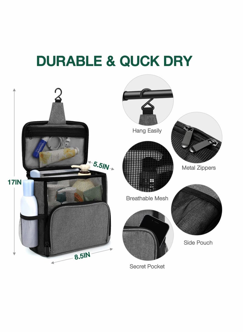 Shower Mesh Caddy Bag, Portable Shower Caddy for College Dorm Travel, Separate Compartment, Large Capacity, Quick Dry Mesh Base, Hanging Toiletry Bath Bag for Student.