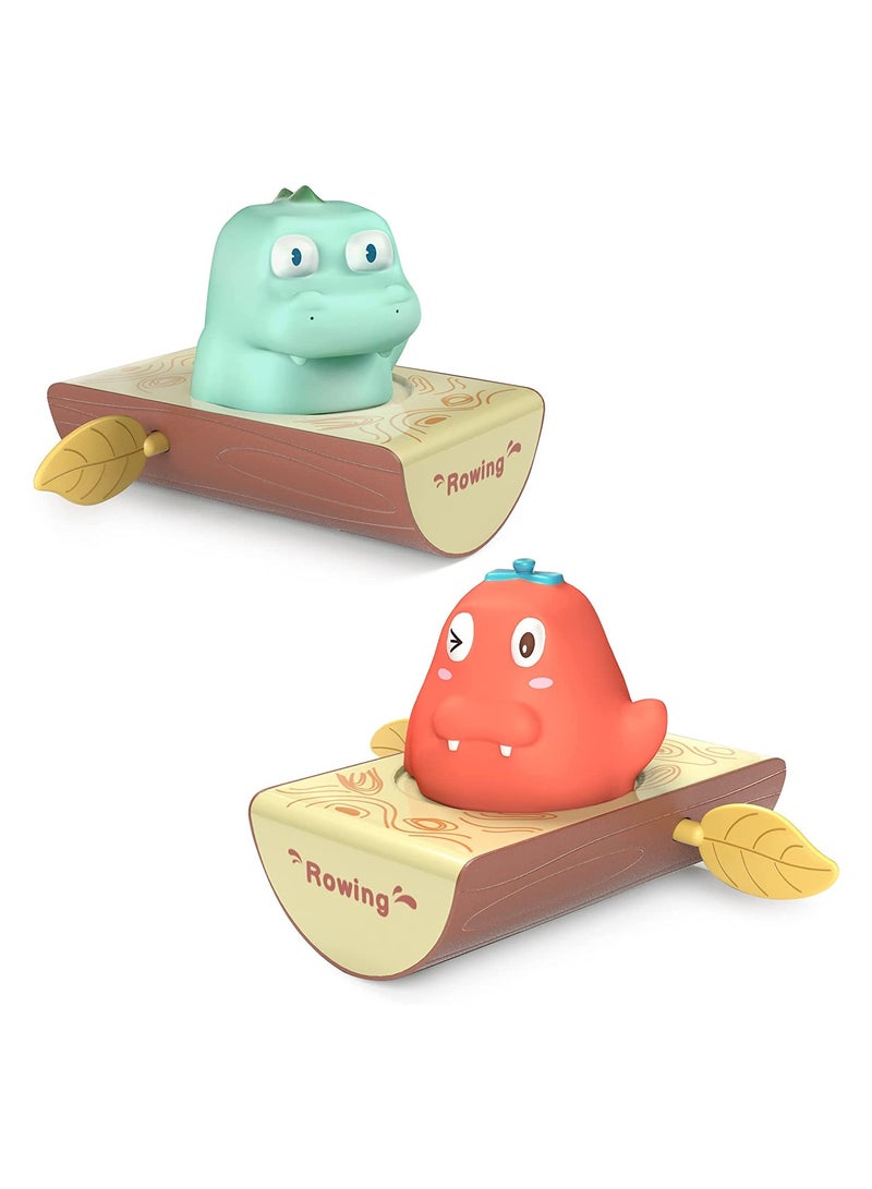 2 Pcs Bath Toys Floating Wind-up Boats Swimming Pool Games Water Play Gift for Bathtub Shower Beach Infant Toddlers Kids Boys Girls Age 3 4 5 6 Years Old
