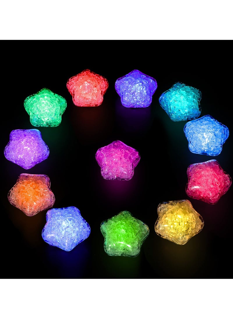 SYOSI 12 Pcs Baby Bath Toys, Twinkle Star Glowing Color Changing Star Glowing Color Changing LED Light Baby Light Up Bathtub Toys for Bathroom Shower Game Swimming Pool Party
