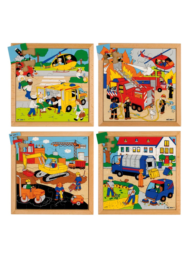 Street Action Puzzle Set Of 4, Puzzles Set For Kids