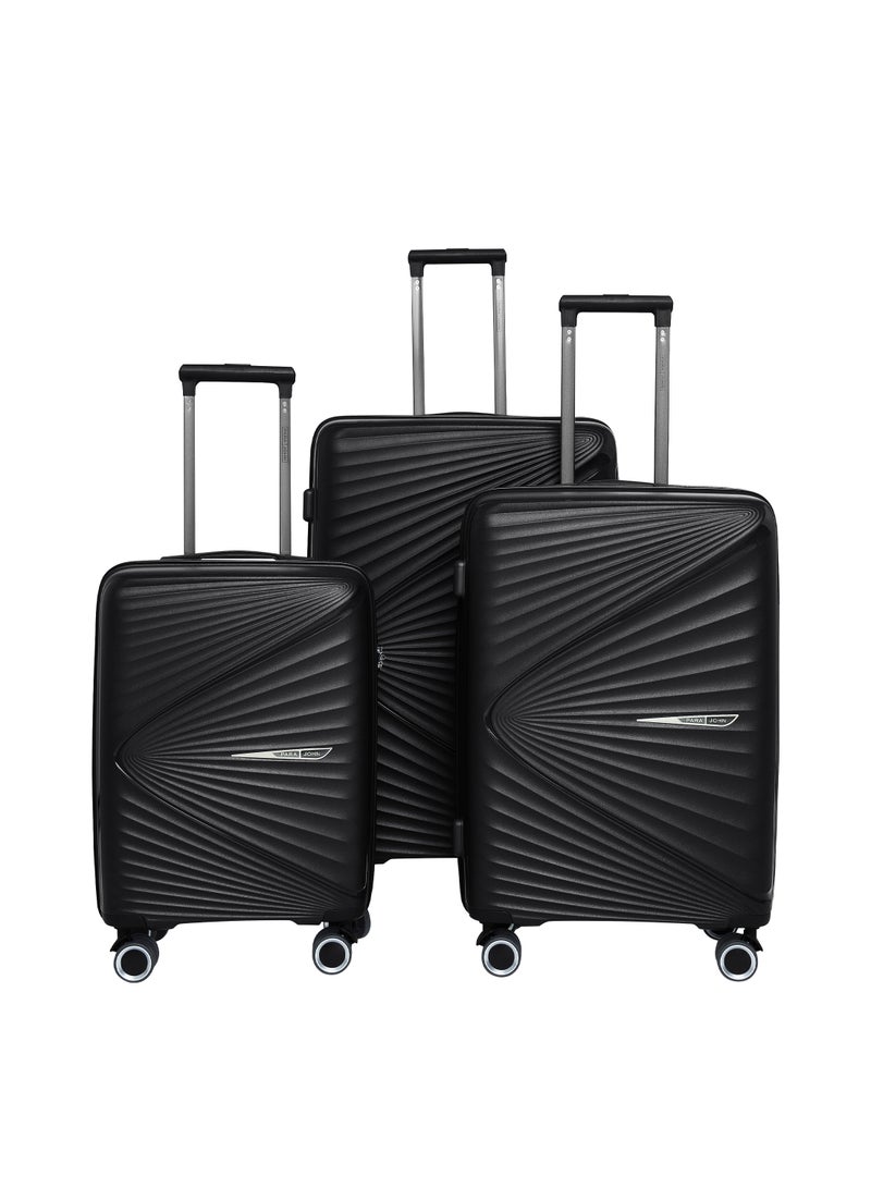 3 Piece ABS Hardside Spinner Luggage Trolley Set 20/24/28 Black
