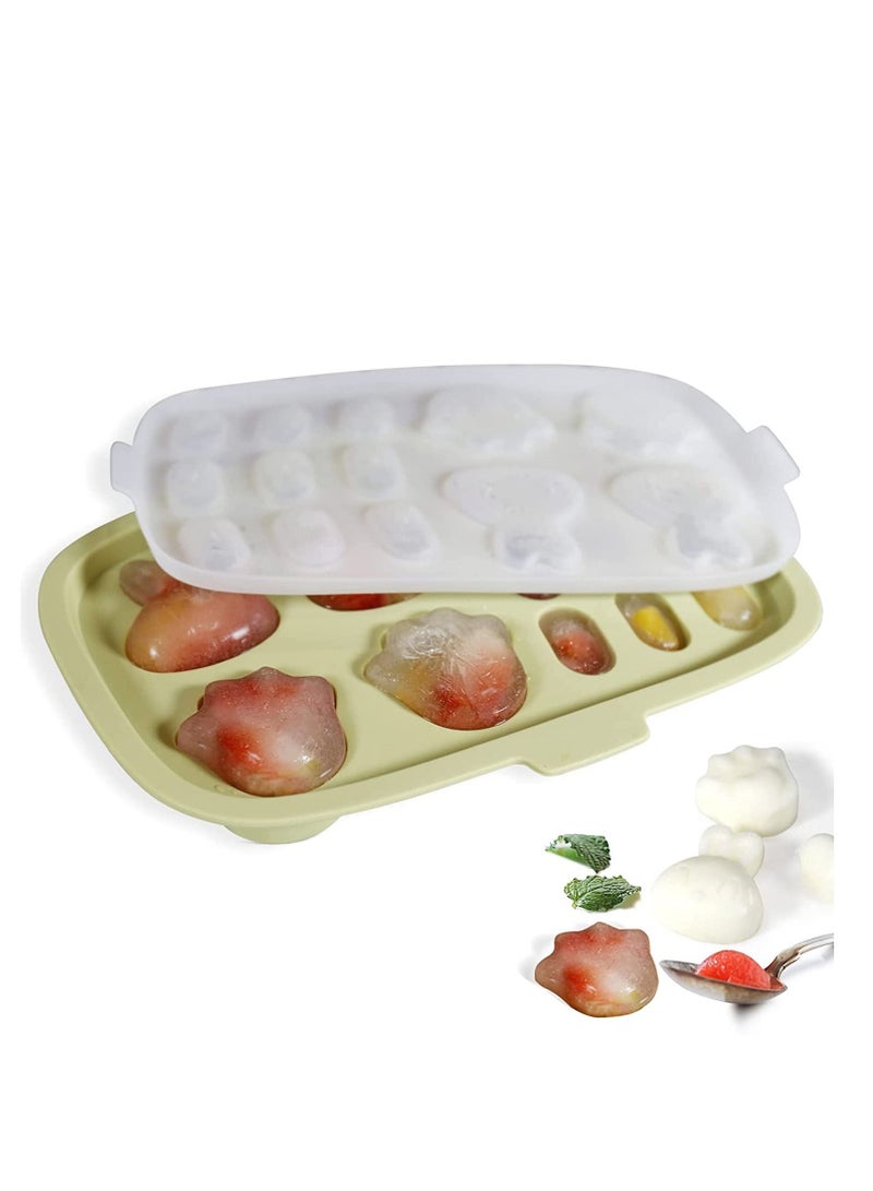 Baby Food Freezer Tray, Storage Containers, Silicone Ice Cube Trays with Lid, Safe Breastmilk Popsicle Molds for Teething DIY Homemade Food, Vegetable & Fruit Purees