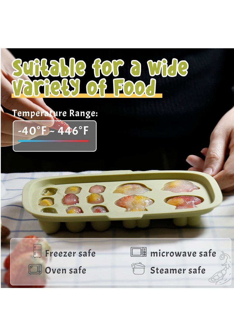 Baby Food Freezer Tray, Storage Containers, Silicone Ice Cube Trays with Lid, Safe Breastmilk Popsicle Molds for Teething DIY Homemade Food, Vegetable & Fruit Purees