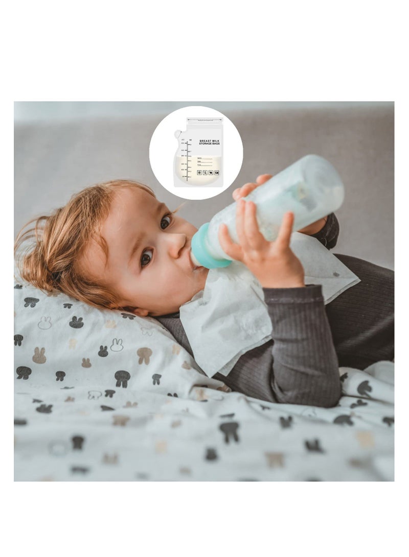 50 Pcs Breast Milk Storage Bag, 250ml Freezer Breastfeeding Essentials Fresh-Keeping Bag with Scale, Double Zipper Sealing for Fridge or Use