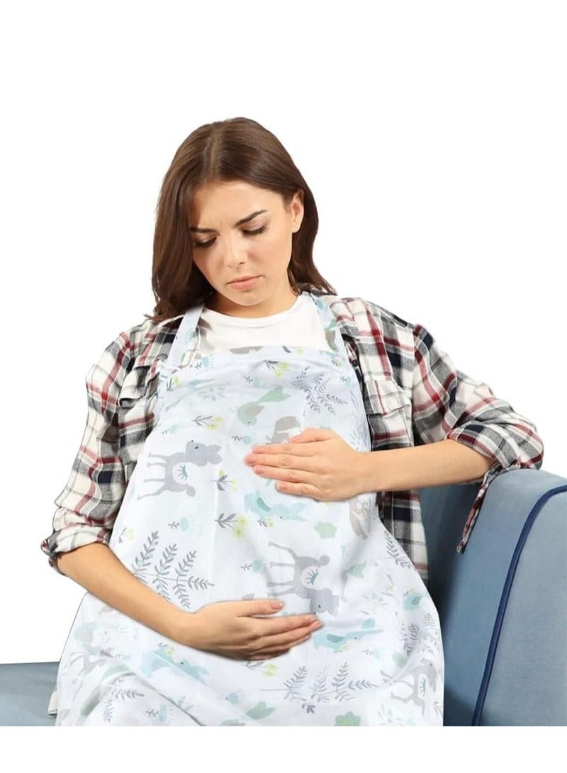 Nursing Cover for Baby Breastfeeding 100% Cotton Breathable Muslin with Adjustable Strap Apron Up 360° Full Coverage Mother (Wild Animal Pattern)