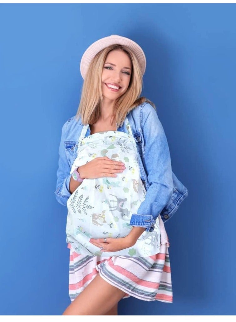 Nursing Cover for Baby Breastfeeding 100% Cotton Breathable Muslin with Adjustable Strap Apron Up 360° Full Coverage Mother (Wild Animal Pattern)