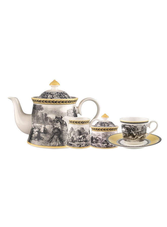 15-Piece Audun Ferme Tea Set White/Black/Gold