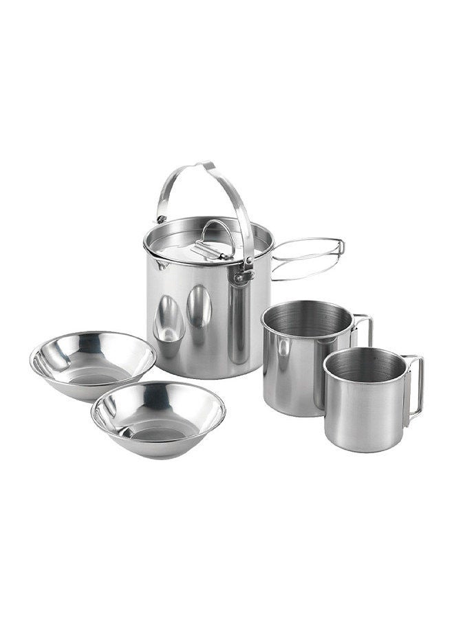 5pcs Camping Cookware Set Outdoor Portable Picnic Cookware Kit Stainless Steel Travel Tableware Cooking Accessory