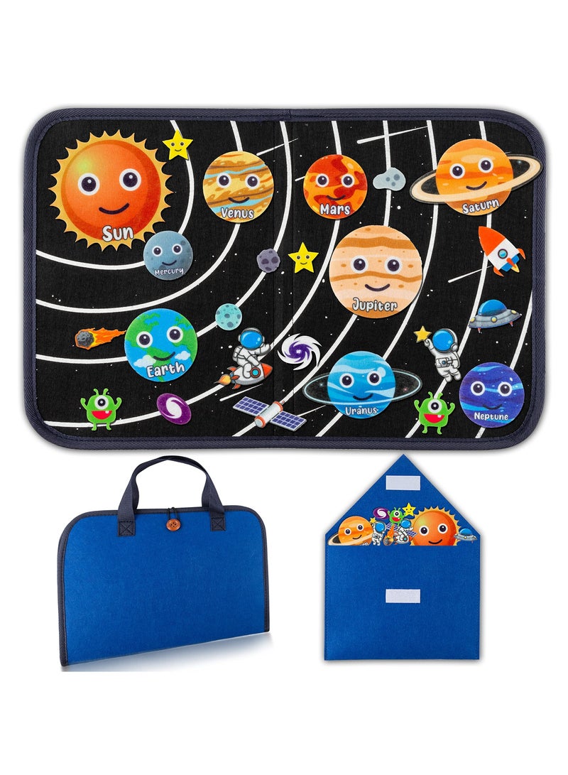 SYOSI Outer Space Travel Felt Story Set Board, Portable Board Solar System, Universe Storytelling Planets, Toddler Galaxy Theme Preschool Early Learning Interactive Play Kit (1 Set)