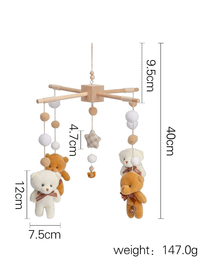 Baby Crib Toys Hanging, Baby Mobile for Crib, Bear Mobile Macrame Tassels with Hanging Rotating Toys, Crib Accessories Toys, Mobile for Bassinet Soothe Toy, Boho Nursery Decor for Girls Boys