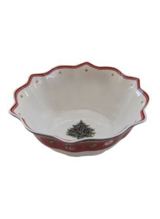 6-Piece Christmas Theme Printed Breakfast Serving Set White/Red/Green
