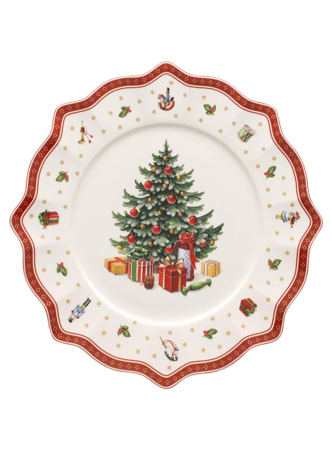 Christmas Tree Printed Buffet Plate Red/White/Green 35cm
