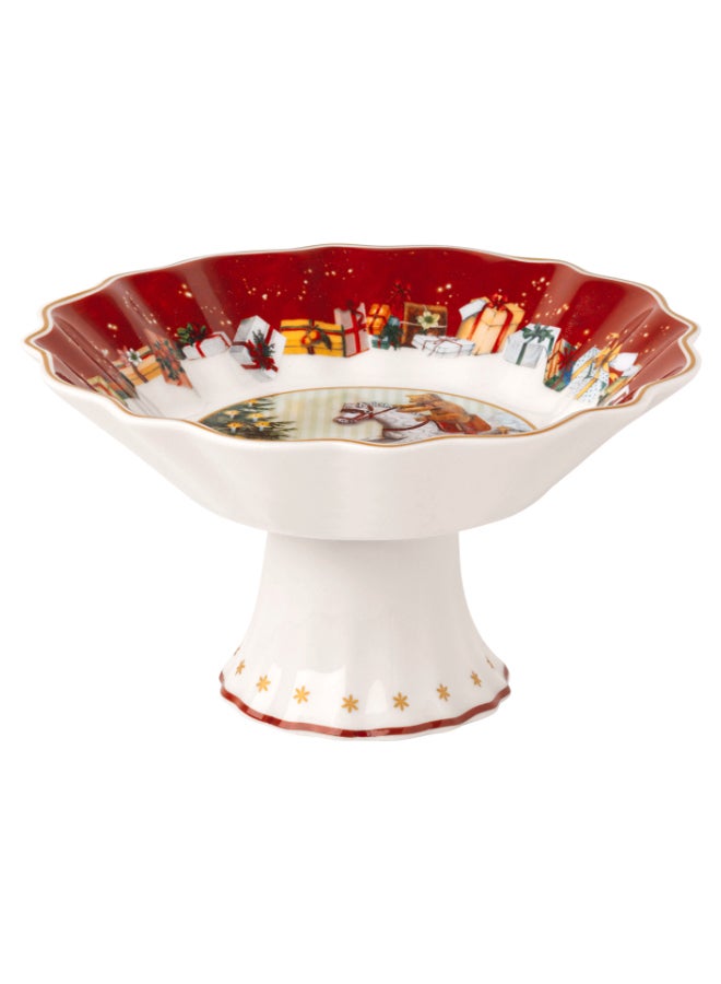 Christmas Theme Printed Footed Bowl Multicolour 9.76 x 7.13inch