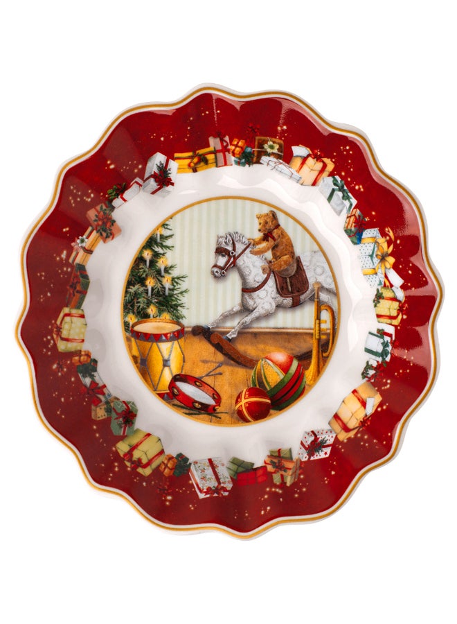 Christmas Theme Printed Footed Bowl Multicolour 9.76 x 7.13inch