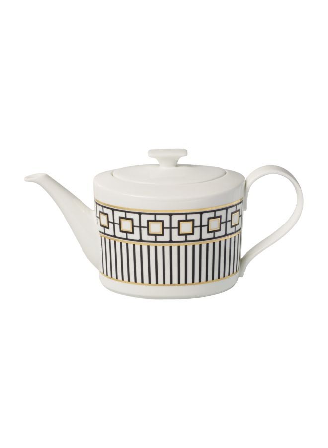 MetroChic Gifts Teapot White/Black/Gold 21x9x10.5centimeter