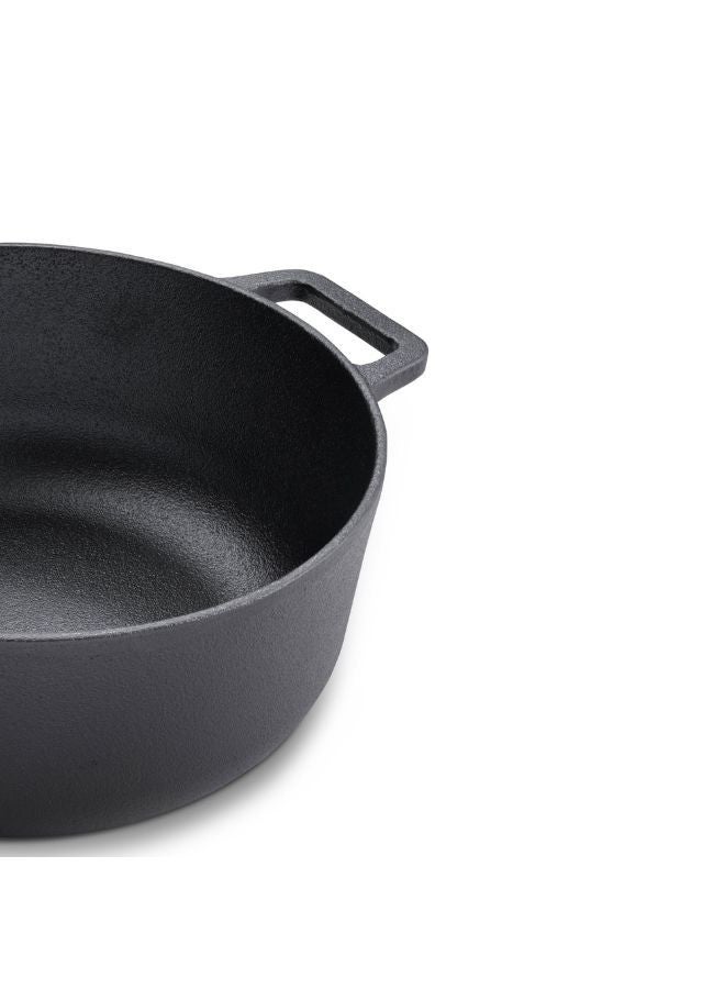 Prestige Cast Iron Casserole 20 CM | Induction Cooking Pot with Glass  Lid | Biryani Pot  with Heavy Bottom |Pre-Seasoned Cast Iron Cookware, Black - PR48896