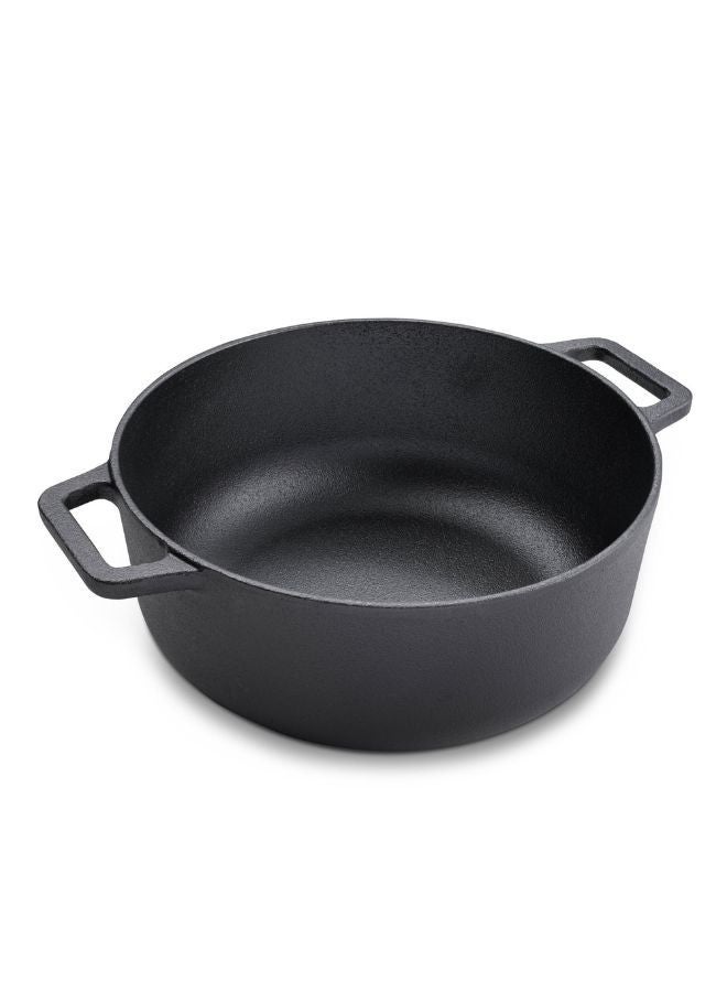 Prestige Cast Iron Casserole 20 CM | Induction Cooking Pot with Glass  Lid | Biryani Pot  with Heavy Bottom |Pre-Seasoned Cast Iron Cookware, Black - PR48896