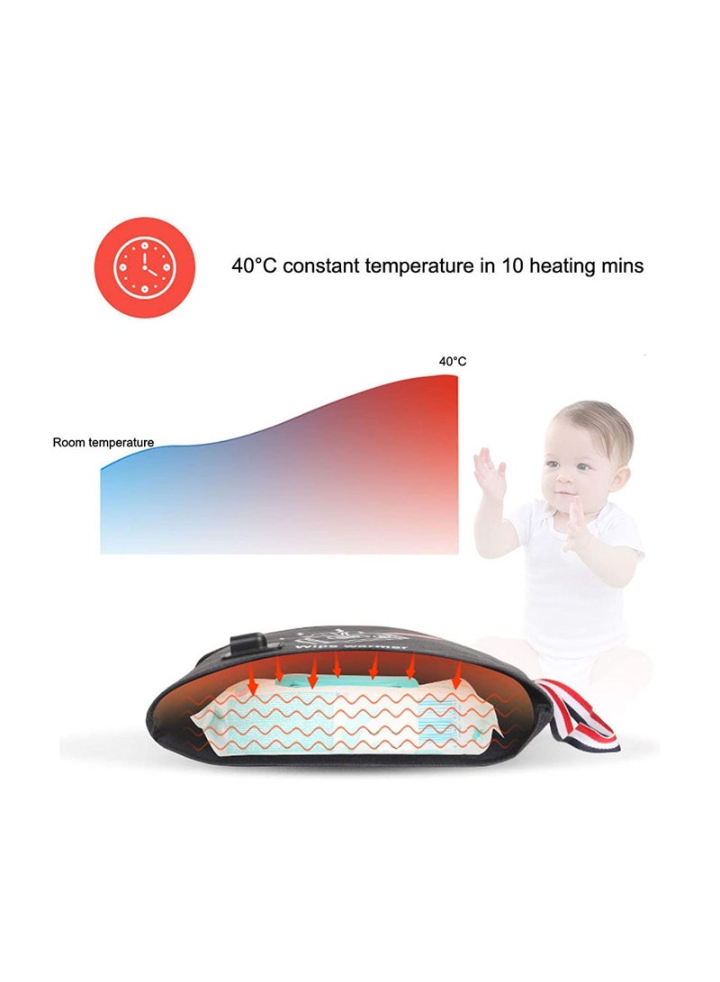 Usb Baby Wipe Warmer, 5v Portable Usb Baby Infant Wet Wipes Warmer Bag for Travel and on the Go, Most Suitable Temperature for Baby's Skin, for Outdoor Travel or Indoor(1 Pack)